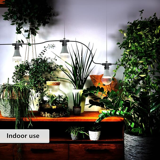 Hanging Grow Light String Bulbs LED Growth Bulb A25, Full Spectrum Plant Light E26 Base 15W, houseplant Growting lamp, Greenhouse Indoor or Outdoor (3 Lights and Cord)