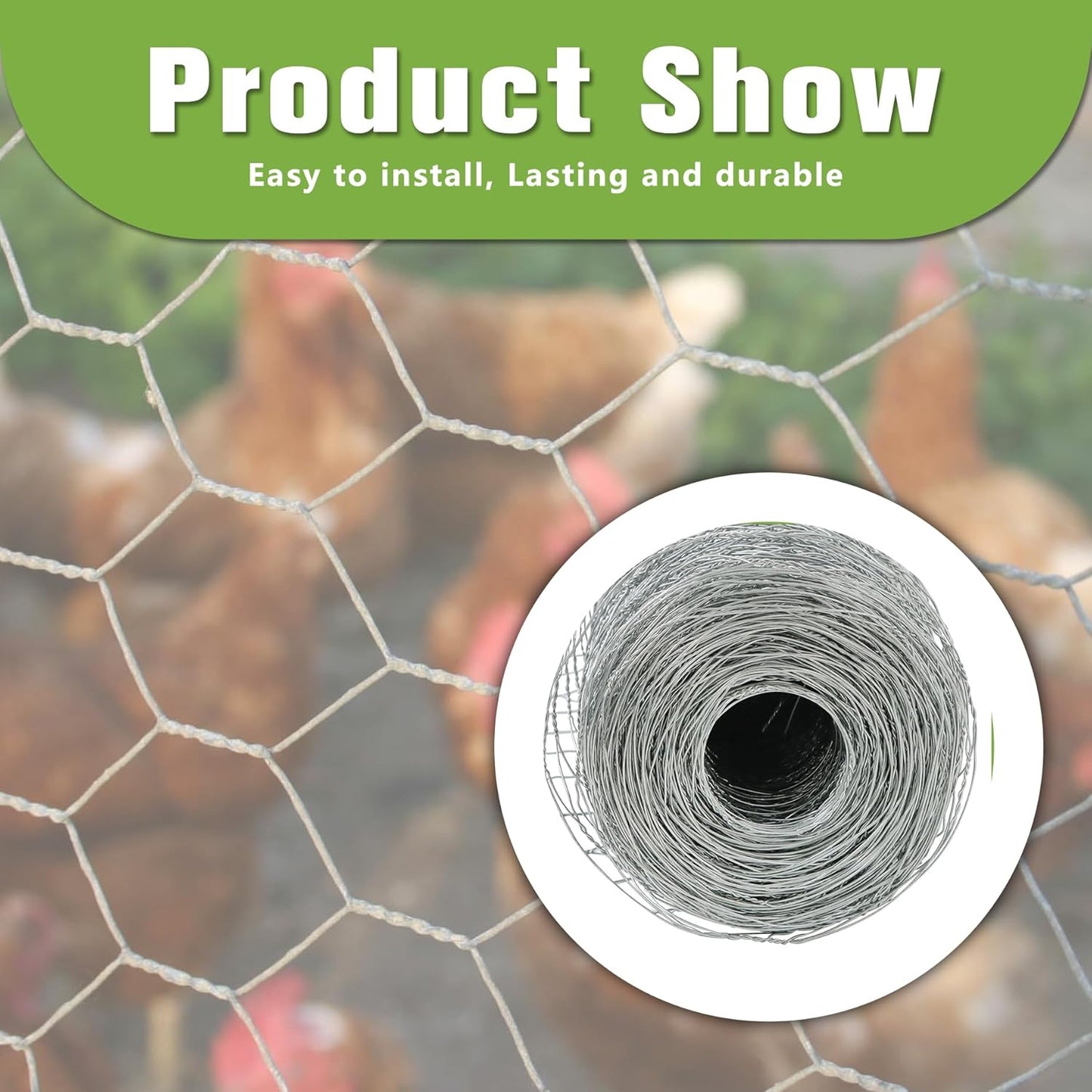Chicken Wire Netting Galvanized Wire Mesh Hexagonal Fencing for Poultry Garden Fencing Barrier 6FTx50FT