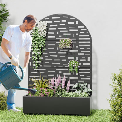 Casaphoria 72"x47" Metal Raised Garden Bed with Trellis(2 Pack), Outdoor Planter Box with Wheels & Drainage Holes for Climbing Plants, Flowers, Elevated Garden Kit, Black-Gerald-Arched