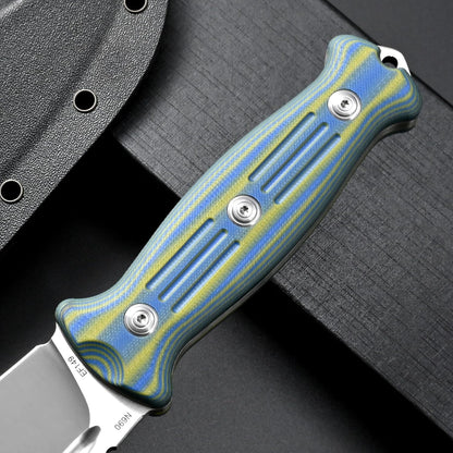 Eafengrow EF149 Fixed Blade Knife N690 Steel Blade Colorful G10 Handle Full Tang EDC Straight Knife for Hunting Camping Adventure