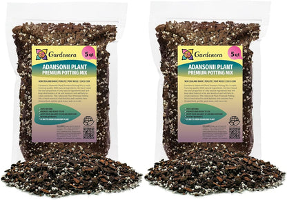 GARDENERA Monstera Adansonii Premium Soil Blend - 10 QT - Promote Aeration, Drainage & Nutrient Retention - (2 Bags of 5 Quart)
