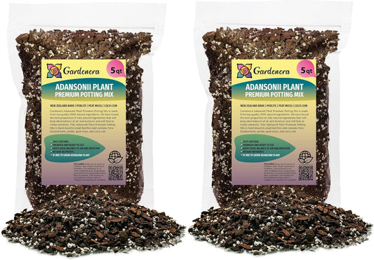 GARDENERA Monstera Adansonii Premium Soil Blend - 10 QT - Promote Aeration, Drainage & Nutrient Retention - (2 Bags of 5 Quart)