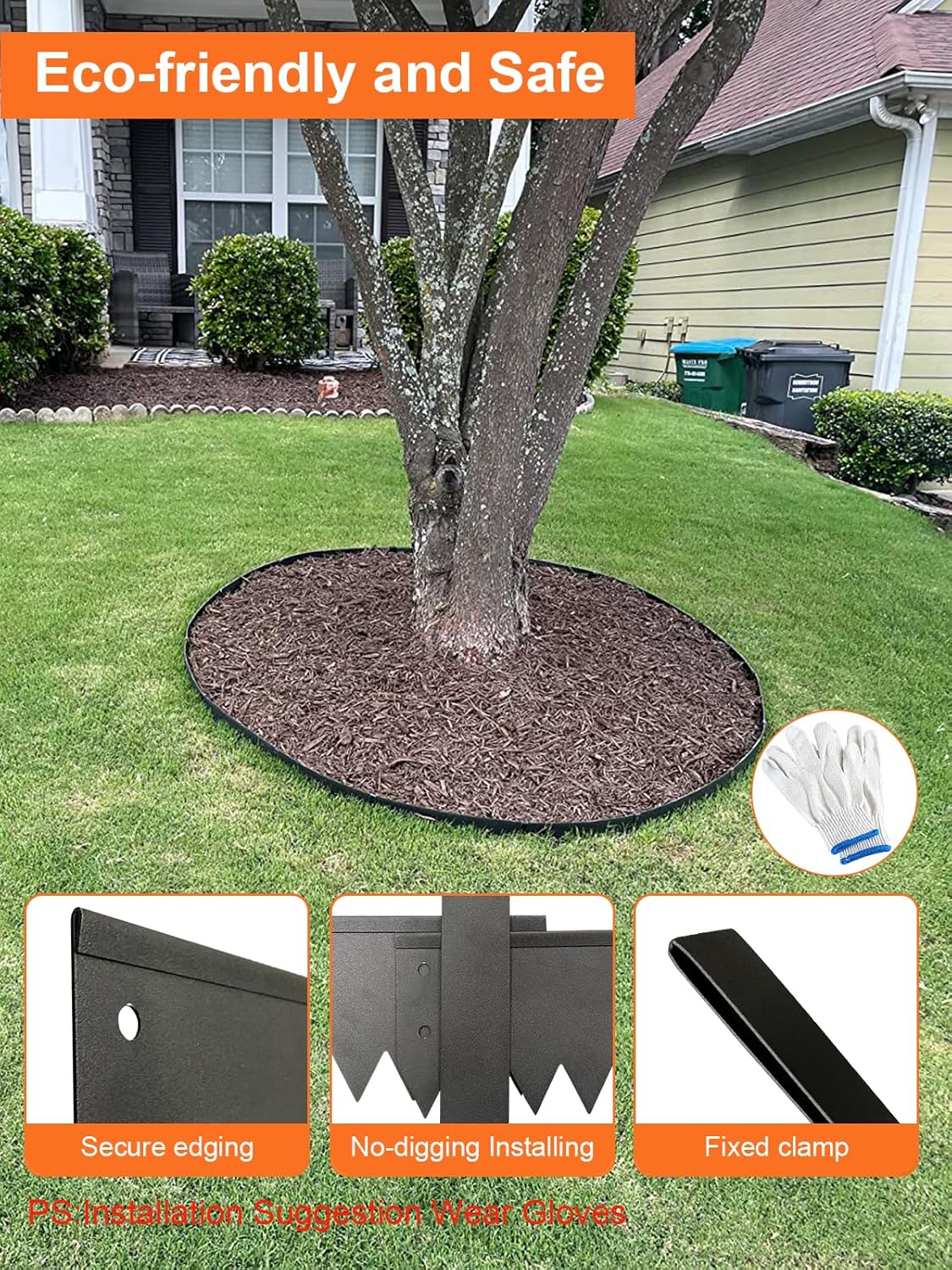 Vinci Landscape Edging Border, 40" L x 4" H 3Pack 10FT Total Black Galvanized Steel Garden Edging with Spikes, Sturdy Elegant Metal Lawn Broder for Flower Beds, Pathways, Paver Edges and Yard