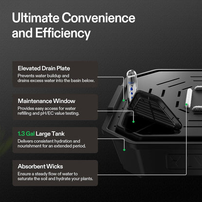 VIVOSUN 4-Pack FlexFeed Self-Watering Pots with Grow Bags, Auto Irrigation Fabric Pot Base with Water Meter & Maintenance Window, for Use Indoors/Outdoors in Grow Tents, Greenhouses, Gardens