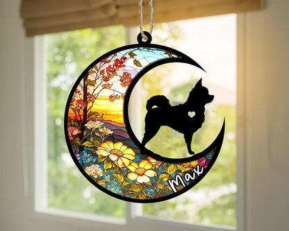 Personalized Dog Memorial, Custom Name Chihuahua Long Haired Dog Christmas Ornament with Name, Custom Breeds, Pet Loss Light Catcher, Gifts for Lovers Loss of Pet Sympathy on Mothers Day Christmas