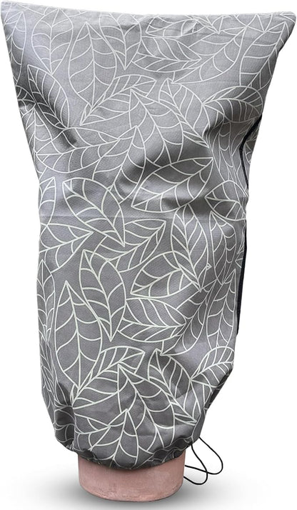 Plant Covers Freeze Protection 32"x47" in 2 Pack | Brown Winter Frost Blankets for Outdoor Plants | Reusable Garden Cover Bags with Zipper Drawstring | Cold Weather Shrub Protection Cloth