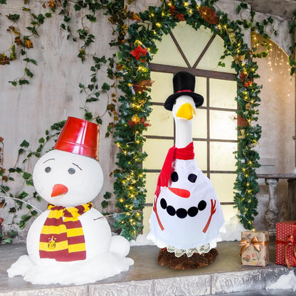 Christmas Snowman Goose Outfit Clothes for 23" High Cement or Plastic Goose Lawn Clothing Porch Garden Costume for Yard Outdoor Patio Statue Xmas Winter Holiday Decor