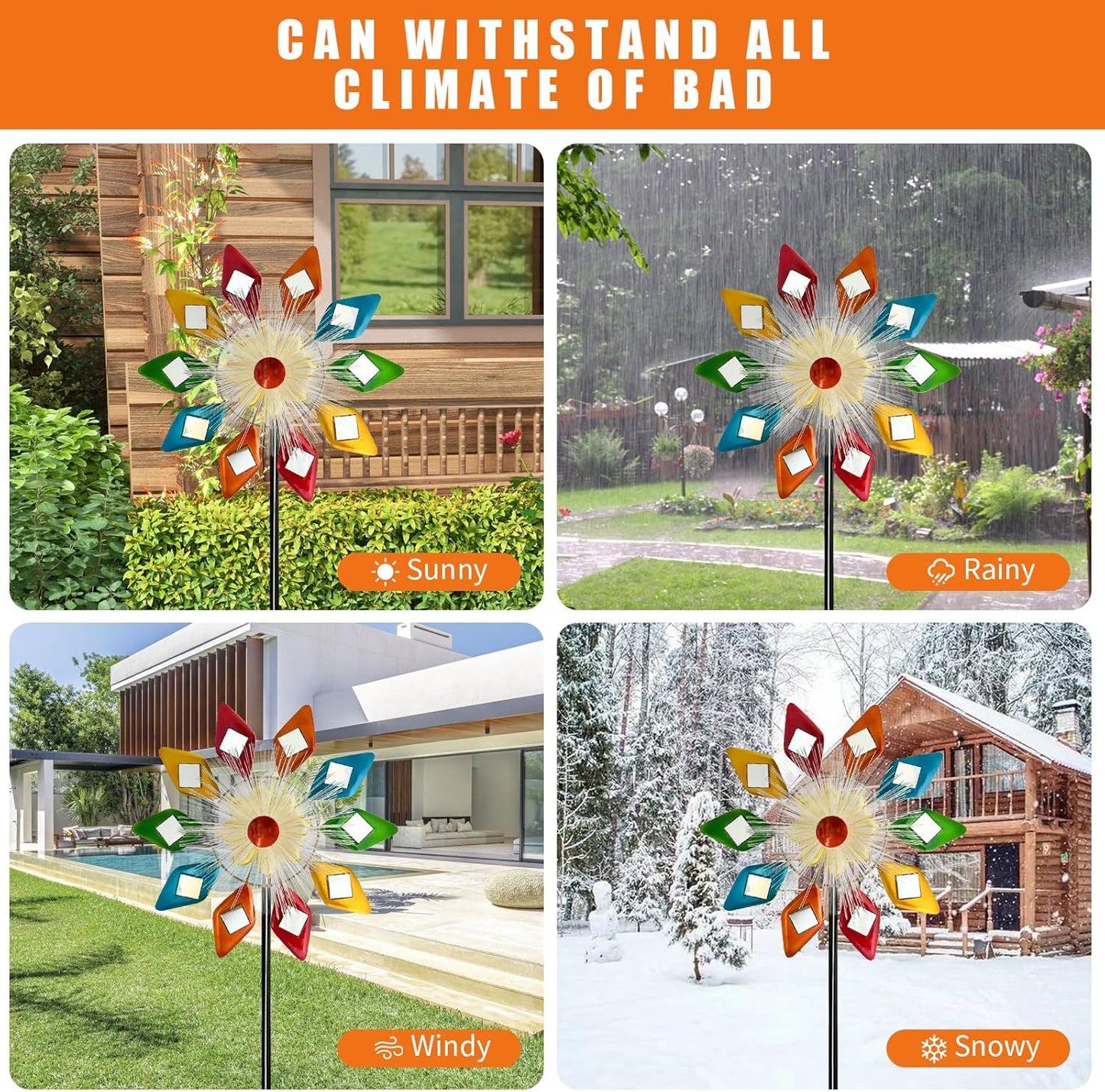 Solar 45" Sunglasses Wind Spinners for Yard and Garden, Metal Clearance Windmill Kinetic Wind Spinner Outdoor Decor, Wind Sculpture Yard Art Decorations for Patio, Lawn & Garden