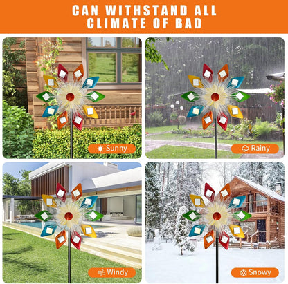 Solar 45" Sunglasses Wind Spinners for Yard and Garden, Metal Clearance Windmill Kinetic Wind Spinner Outdoor Decor, Wind Sculpture Yard Art Decorations for Patio, Lawn & Garden