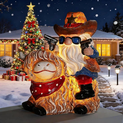 Solar Highland Cow Gnome Statue - Hand-Painted Resin Outdoor Decor for Garden & Yard, Unique Mothers Day Birthday Gifts for Grandma Women (Weatherproof)