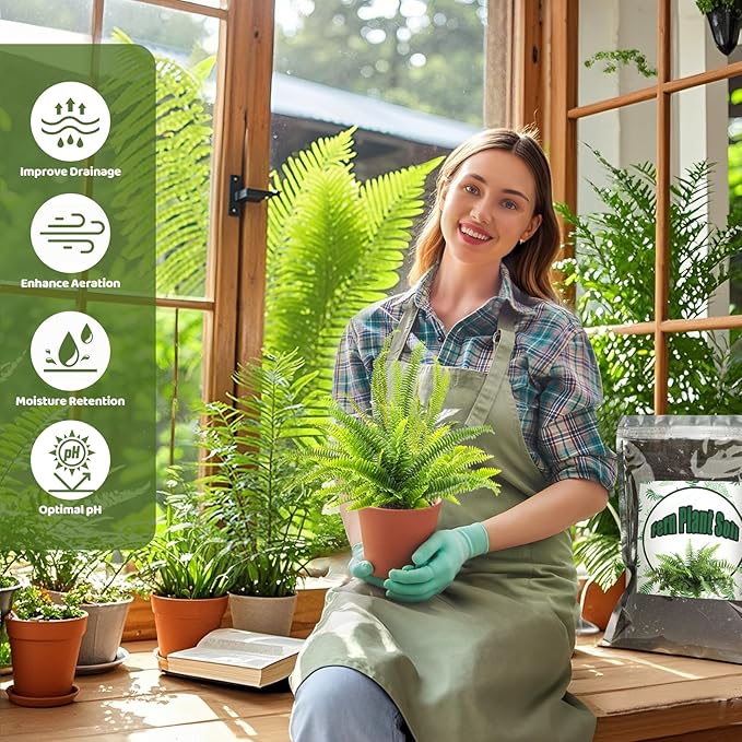 Potting Soil Mix for Fern 2qt, Custom Hand Blended Mixture Suitable for Indoor/Outdoor Potted Fern Plant