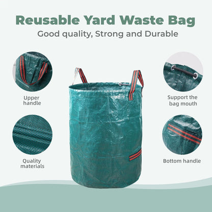 1x72Gallons+2x34Gallons (Free Gloves) Garden Leaf Bags,Reusable Heavy Duty Yard Waste Bag Set,Standable Design and Reinforced 4 Handles for Leaf,Grass,Debris,Camping Trash