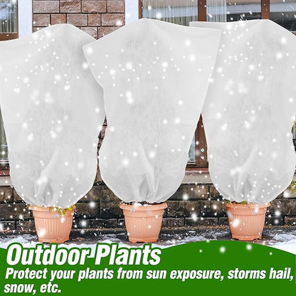 Gardzen 5-Pack Plant Covers Freeze Protection, Drawstring Tree Cover, Winter Freeze Plant Protection, Tree Jacket Frost Blanket for Outdoor Plants, 22.4" x 24"