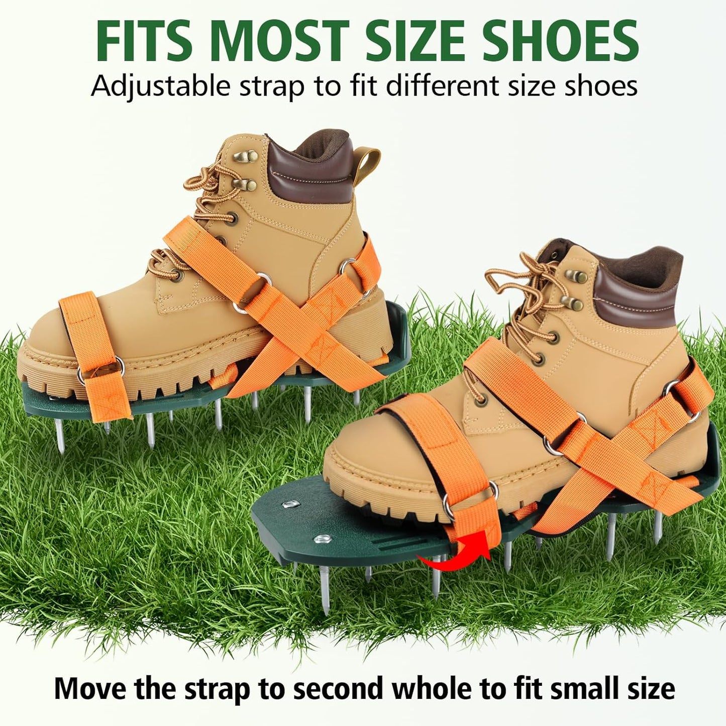 Lawn Aerator Shoes for Grass, Lawn Aeration Shoes with Adjustable Hook Loop Straps and Heavy Duty Spike, Soil Aerator Tool for Aerating Patio Yard Garden