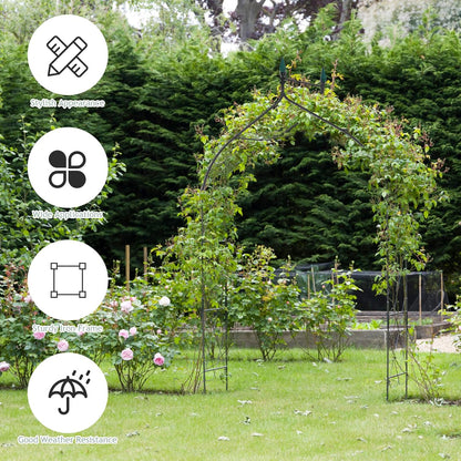 GOFLAME Metal Garden Arch, Rose Garden Arbor for Various Climbing Plant, Outdoor Lawn Backyard, Gothic Style Arch Stand Wedding Party Ceremony Decoration