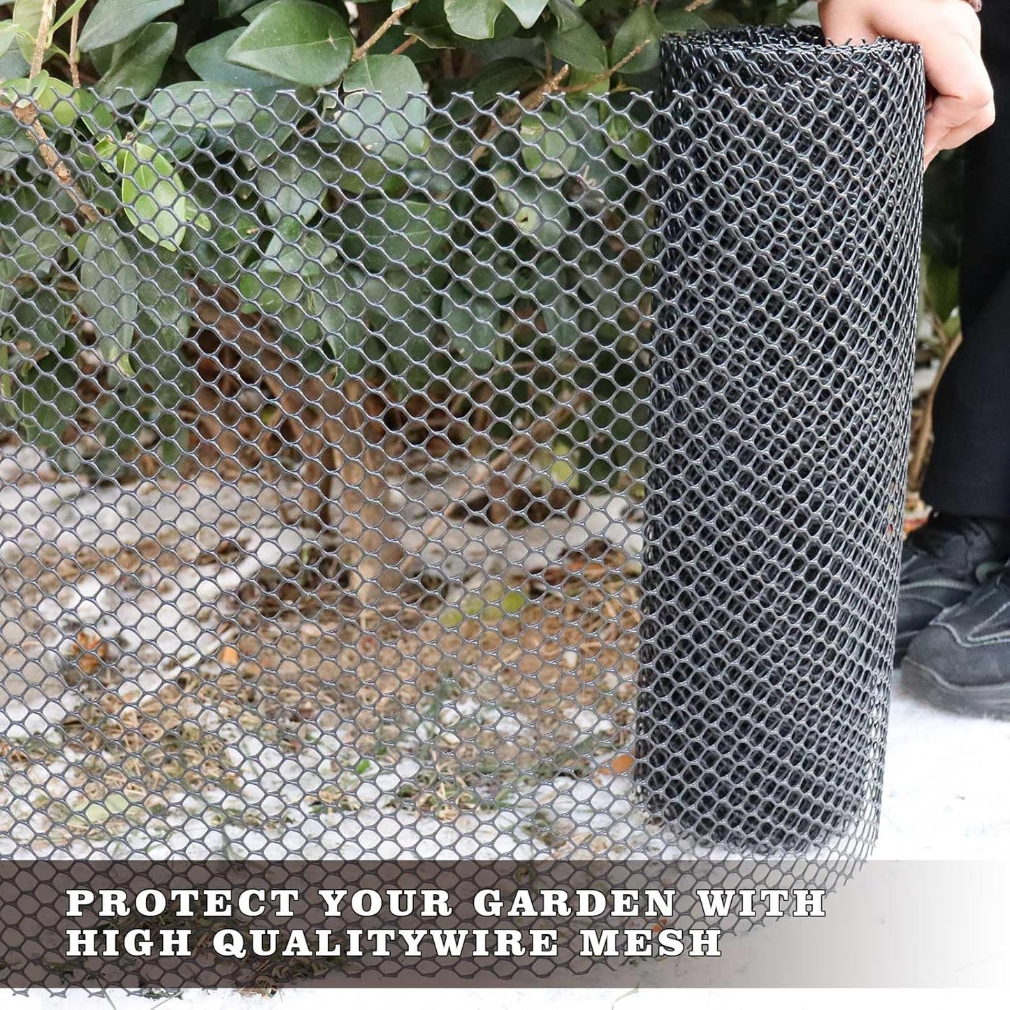 49.2 FT x 15.7 in Roll Mesh Fence, Versatile Black Plastic Fencing & Netting, Cuttable Animal Wire Mesh Fence, Durable Tree Trunk Protector, Suitable for Cat Dog Rabbit Barrier and Plant Protectors