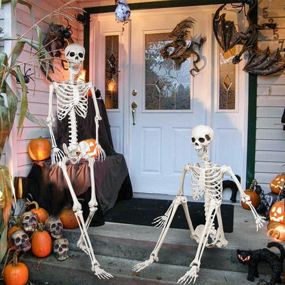 Halloween Skeleton, Realistic Life Size Skeleton with Movable Joints for Halloween Party Haunted House Indoor Outdoor Decoration (5.9ft-2P)