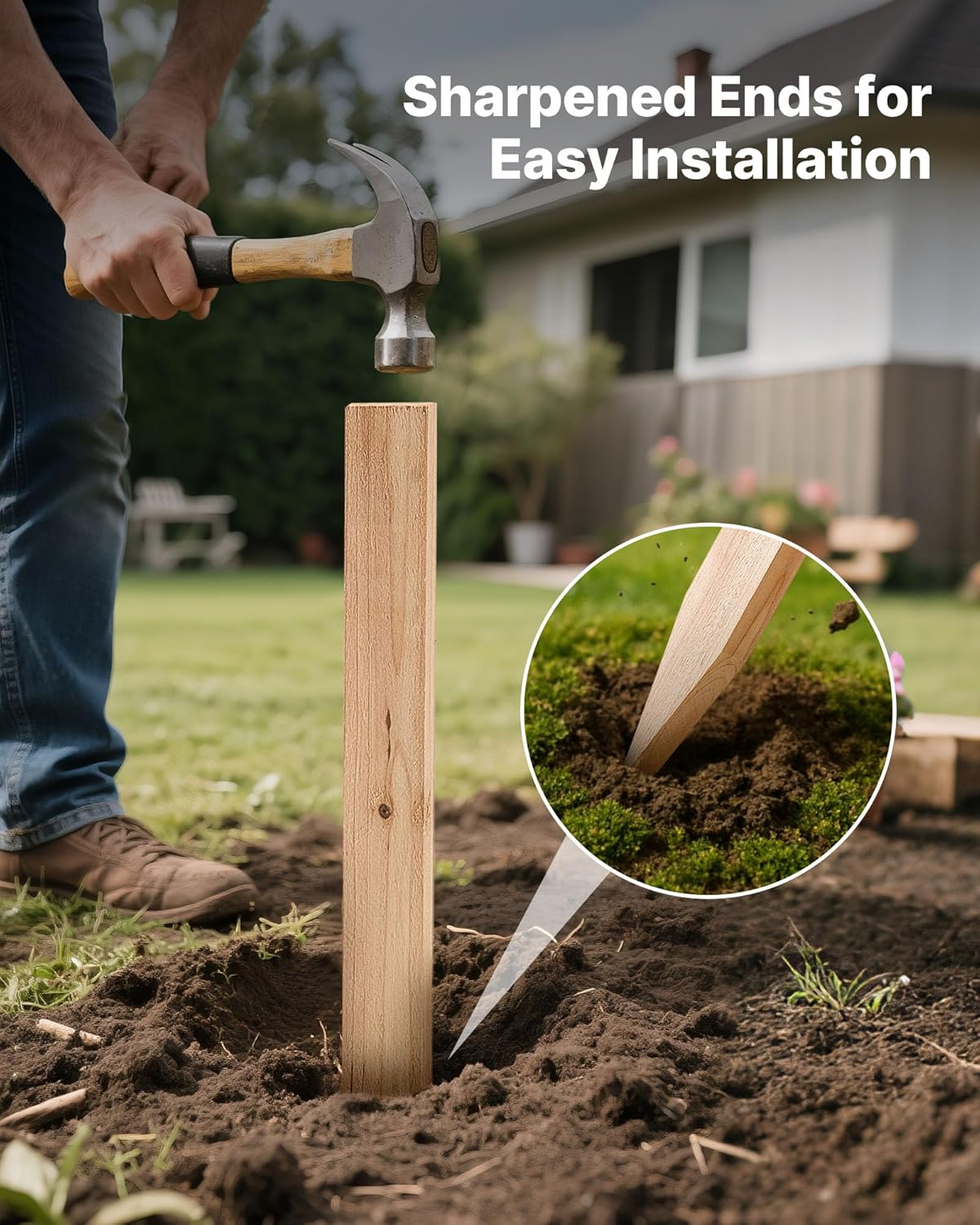 VEVOR Wooden Garden Stakes, 25 Pcs 36 x 0.5 x1.5 in Survey Grading Stakes, Garden Ground Stake with Sharp Point, Fir Wood Plant Support Stake, Sign Posts for Silt Fence Backyard Boundaries Baselines
