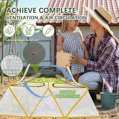 47.2" *14.6" *13.4" Foldable Garden Row Accelerator Plants Cover for Raised Garden Bed, Mini Greenhouse Cover with Two Air Hole and Breathable Mesh, Frost Cover for Plant Vegetable Seedling Protector