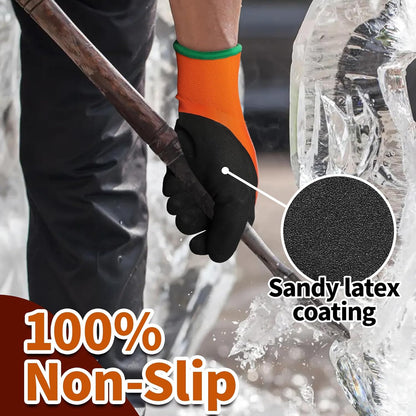 Schwer 2 Pairs Waterproof Winter Work Gloves, ANSI A2 Cut Resistant Freezer Gloves for Outdoor Cold Weather Keep Hands Warm, Thermal Insulated Gloves for Shoveling Snow, Ice Fishing, Super Grip, L
