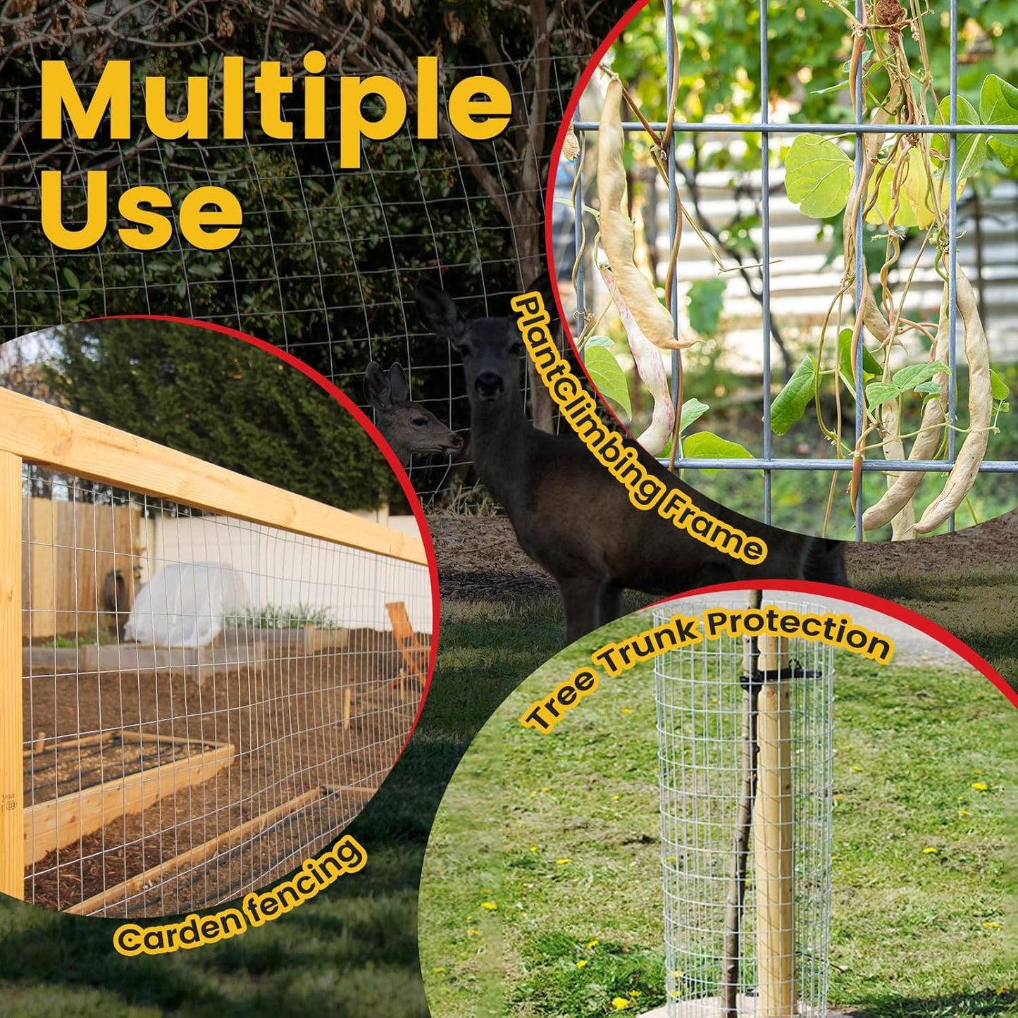 Welded Wire Fence, 5Ft x 50Ft 15Ga Chicken Wire Fencing, Garden Border Fencing Roll Metal Wire Mesh for Yard Vegetable Plant Protection Poultry Netting