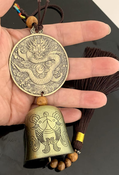 Traditional Lucky Feng Shui Wind Chime Bell Hanging Ornament Decoration for Protection Success Peace and Wealth (Chinese Dragon)