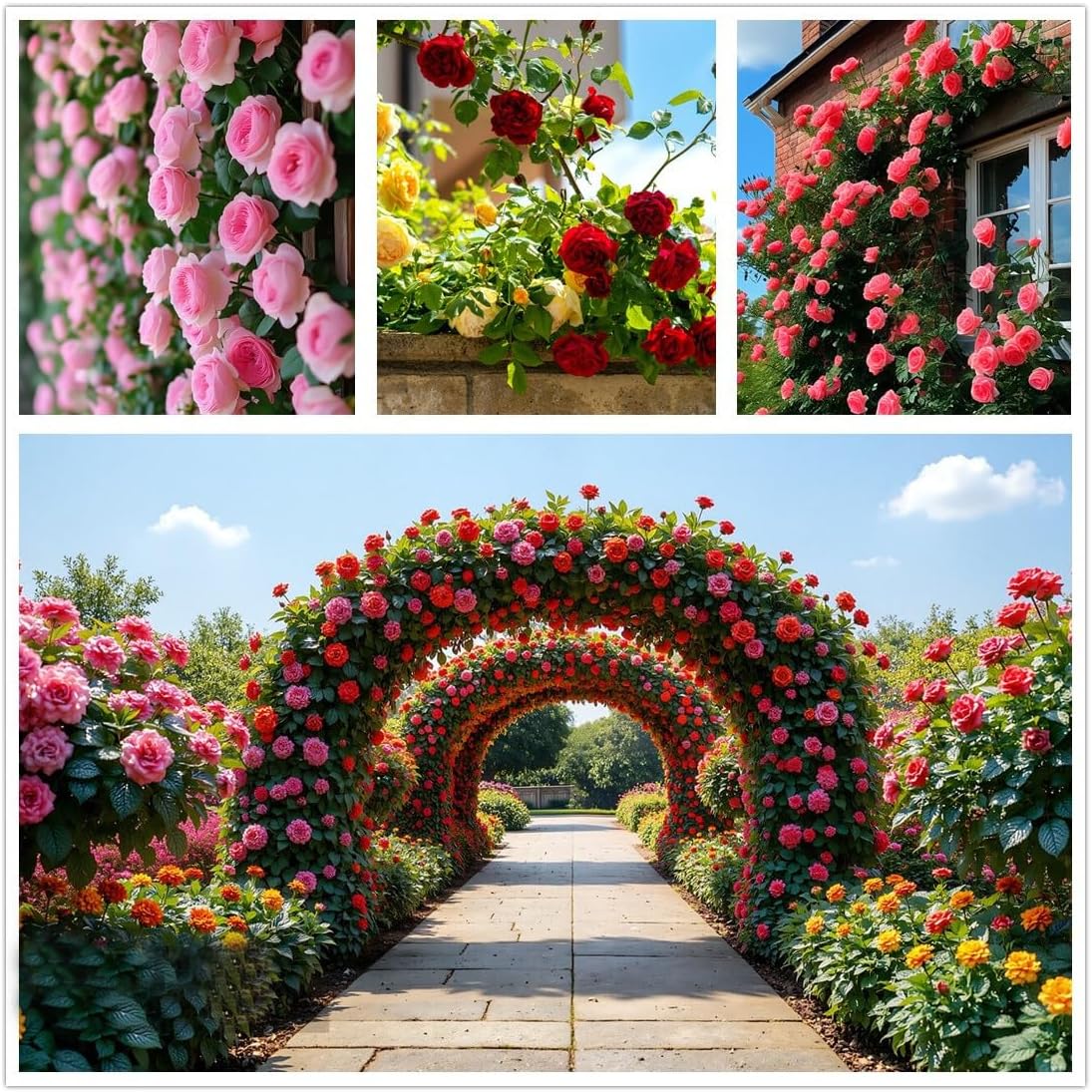 200+ Climbing Rose Seeds for Planting Outdoors - Vibrant Vine Flower, Long-Blooming Ornamental Garden Blooms (Pink)