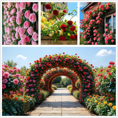 200+ Climbing Rose Seeds for Planting Outdoors - Vibrant Vine Flower, Long-Blooming Ornamental Garden Blooms (Pink)