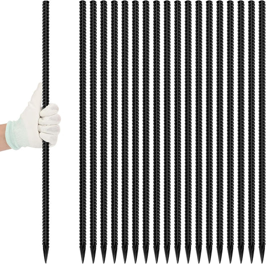 24 inches Straight Rebar Stakes 18-Pack Ground Stake Heavy Duty Metal Steel Spikes for Gardening