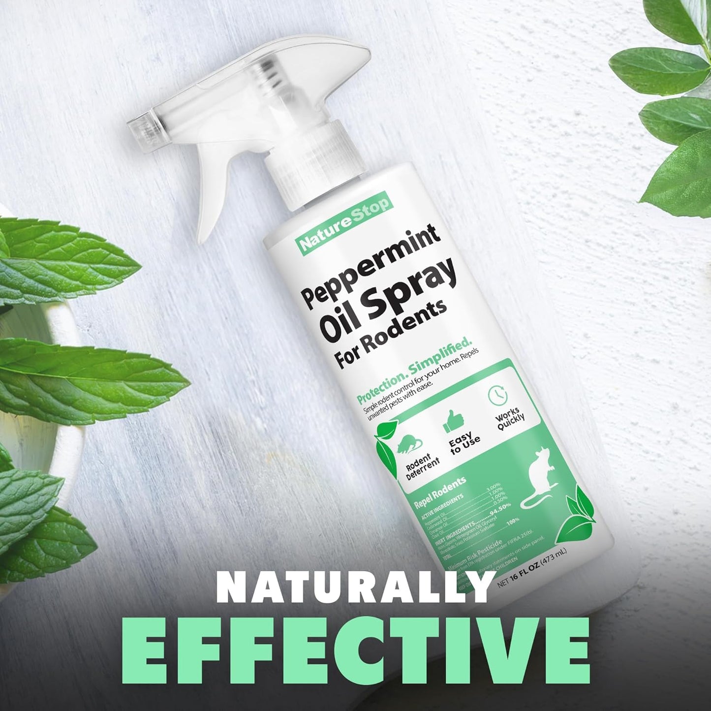 Peppermint Oil Spray for Rodents, Repellent for Indoor & Outdoor Use, 16 oz (475mL)