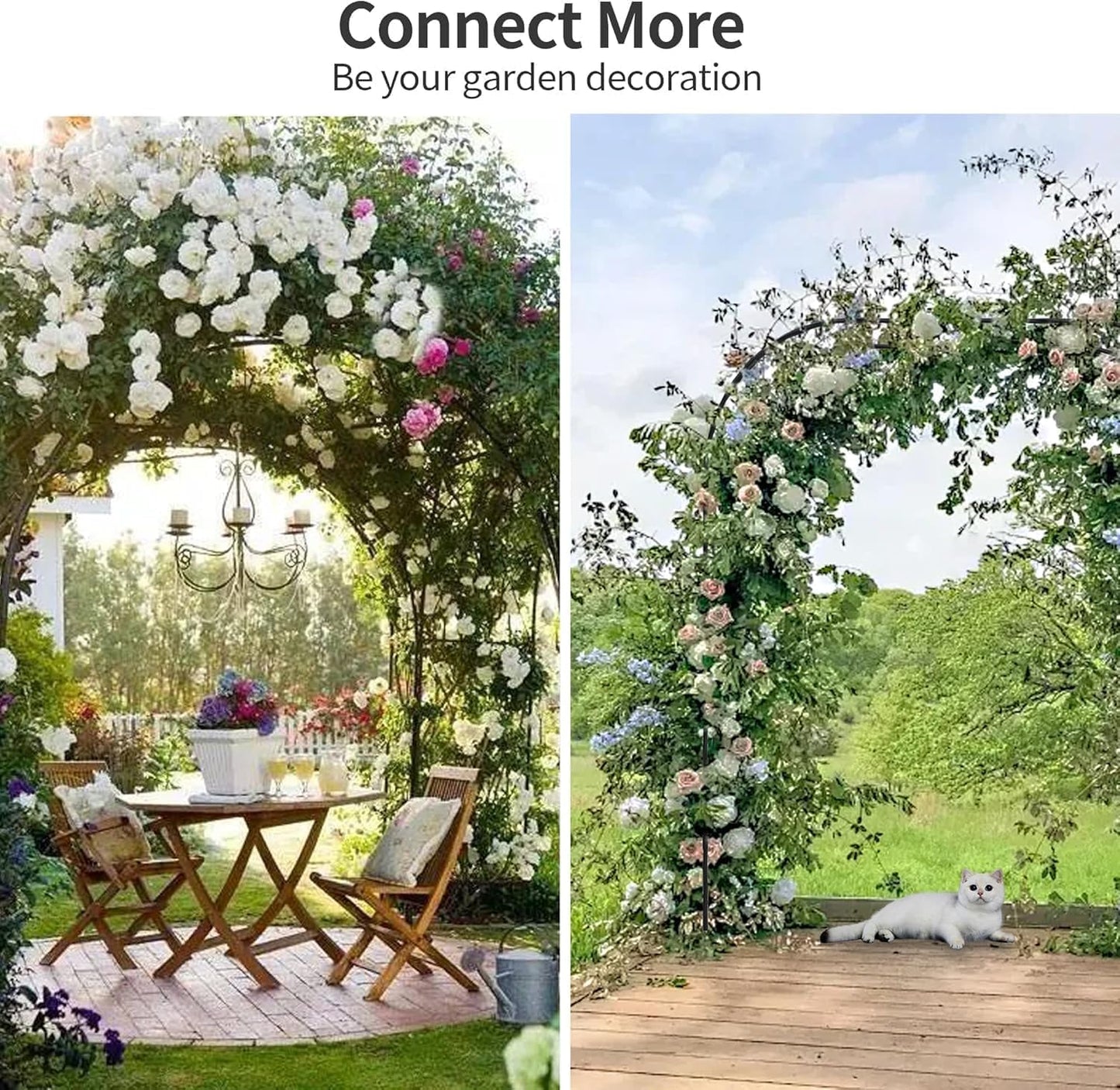 Metal Garden Arch Arbor Trellis – Heavy Duty Steel Garden Arbor for Climbing Plants, Wedding Ceremony, Party & Outdoor Decoration – Weather-Resistant Black Garden Archway for Lawn, Patio, and Pathway