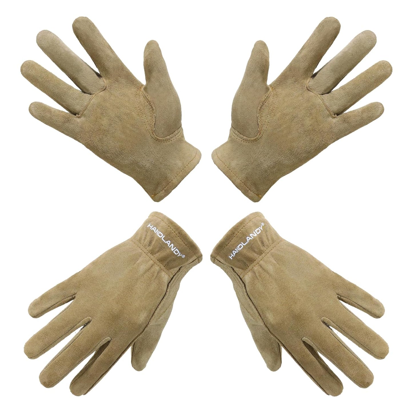 HANDLANDY Kids Genuine Leather Work Gloves for ages 3-11, Children Gardening Gloves for Boys, Girls (Small (for age2-4), 2 pairs)
