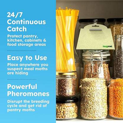 BugMD Pantry Pest Patrol (18 Count) - Moth Traps for Kitchen, Pantry Moth Trap, Bug Trap, Moth Traps for House Pantry, Get Rid of Pantry Moth, Kitchen Moth Trap Killer