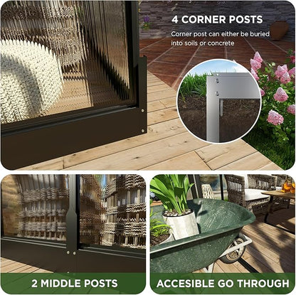 HOWE 8x8x7.5 FT Aluminum Greenhouses for Outdoors,Polycarbonate Greenhouse with 2 Vents Lockable Swing Door Rain Gutter,Walk-in Greenhouse for Backyard Plants, Black