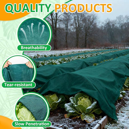 Green Plant Covers Freeze Protection, 10 x 10 ft - 1.5 oz/yd² Frost Cloths for Outdoor Plants, Tree Covers Freeze Protection, Winter Garden Blanket, Sun Cover for Plants for Greenhouse, Vegetables