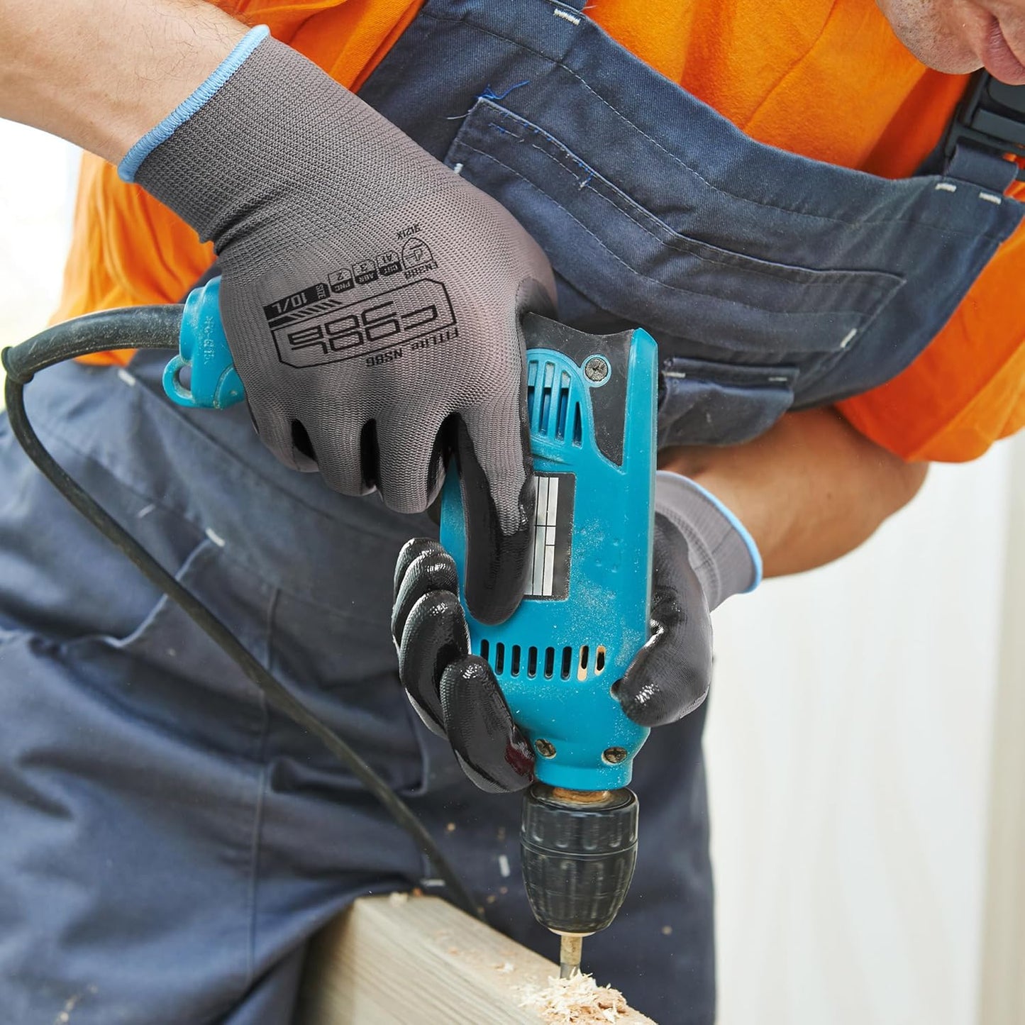 COOLJOB 20 Pairs Nitrile Dipped Safety Work Gloves with Grip, Non-slip Rubber Coated Bulk Garden Gloves for Men, Heavy-duty Oil Resistant for Truck Driver, Warehouse Box Handler, Xlarge, Gray Blue