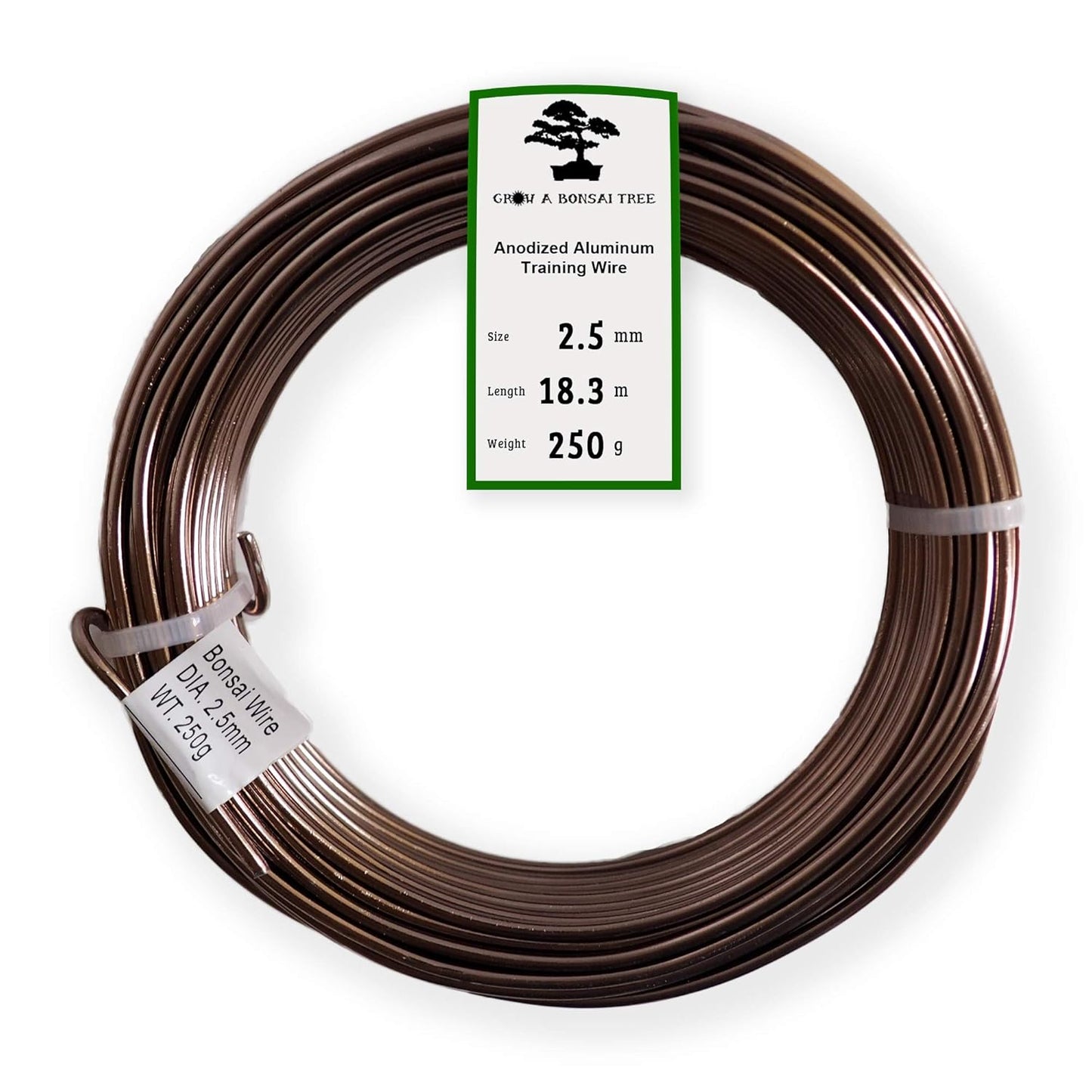 Anodized Aluminum 2.5mm Bonsai Training Wire 250g Large Roll (60 feet) - Choose Your Size and Color (2.5mm, Brown)
