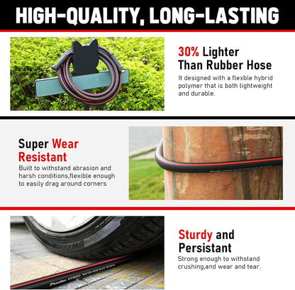 Garden Hose 75ft x 5/8", NON-EXPANDABLE Heavy Duty Premium Flexible Water Hose, No Kink, Leakproof, Lightweight Hybrid Hose with Male to Female Fittings for Household&Backyard
