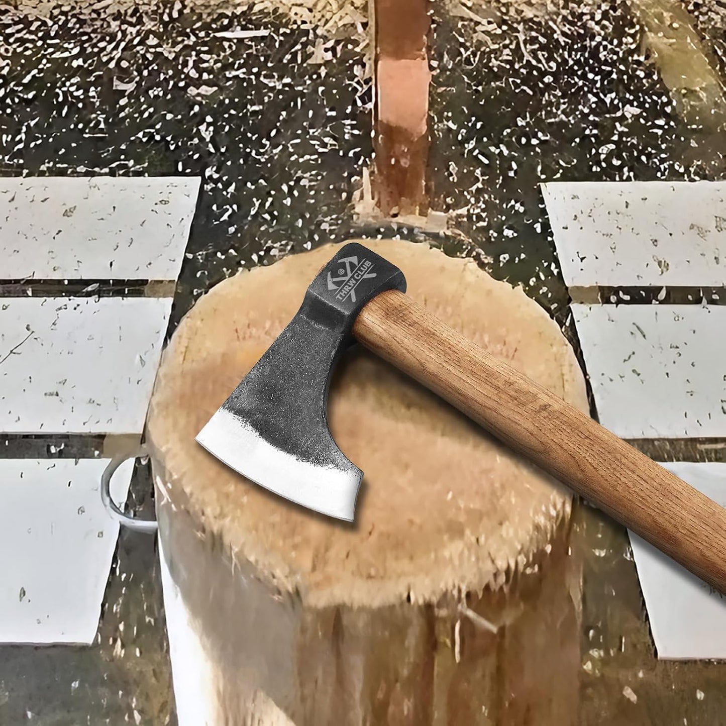 Professional Throwing Axes, 16.1" Throwing Tomahawk Axe with 1065 High Carbon Steel & Wooden Handle, Perfect for Axe Throwing Game for Backyard, Competition and Recreation