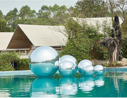 Generic Big Shiny Balls Giant Inflatable Mirror Balls for Events & Decor - Party, Advertising, Shows, Stage Decoration - Hanging & Standing-Various Sizes & Colors - Silver (2.4m/7.87ft)