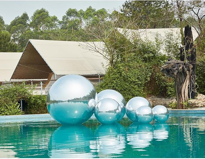 Generic Big Shiny Balls Giant Inflatable Mirror Balls for Events & Decor - Party, Advertising, Shows, Stage Decoration - Hanging & Standing-Various Sizes & Colors - Silver (0.8m/2.62ft)
