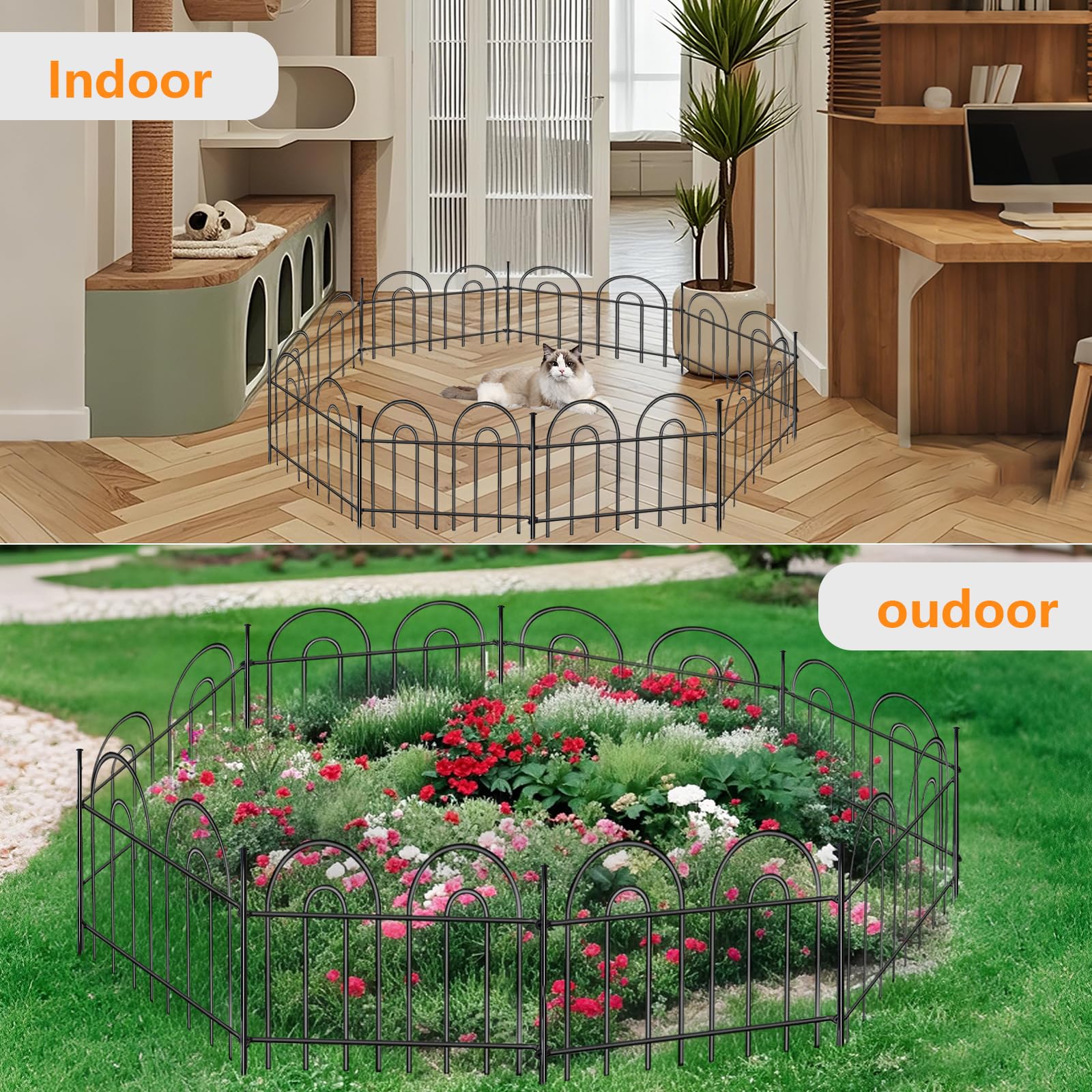 45ft X 13in Animal Barrier Fence, 32 Panels No Dig Fence for Dogs Rabbit, Anti Digging Defense