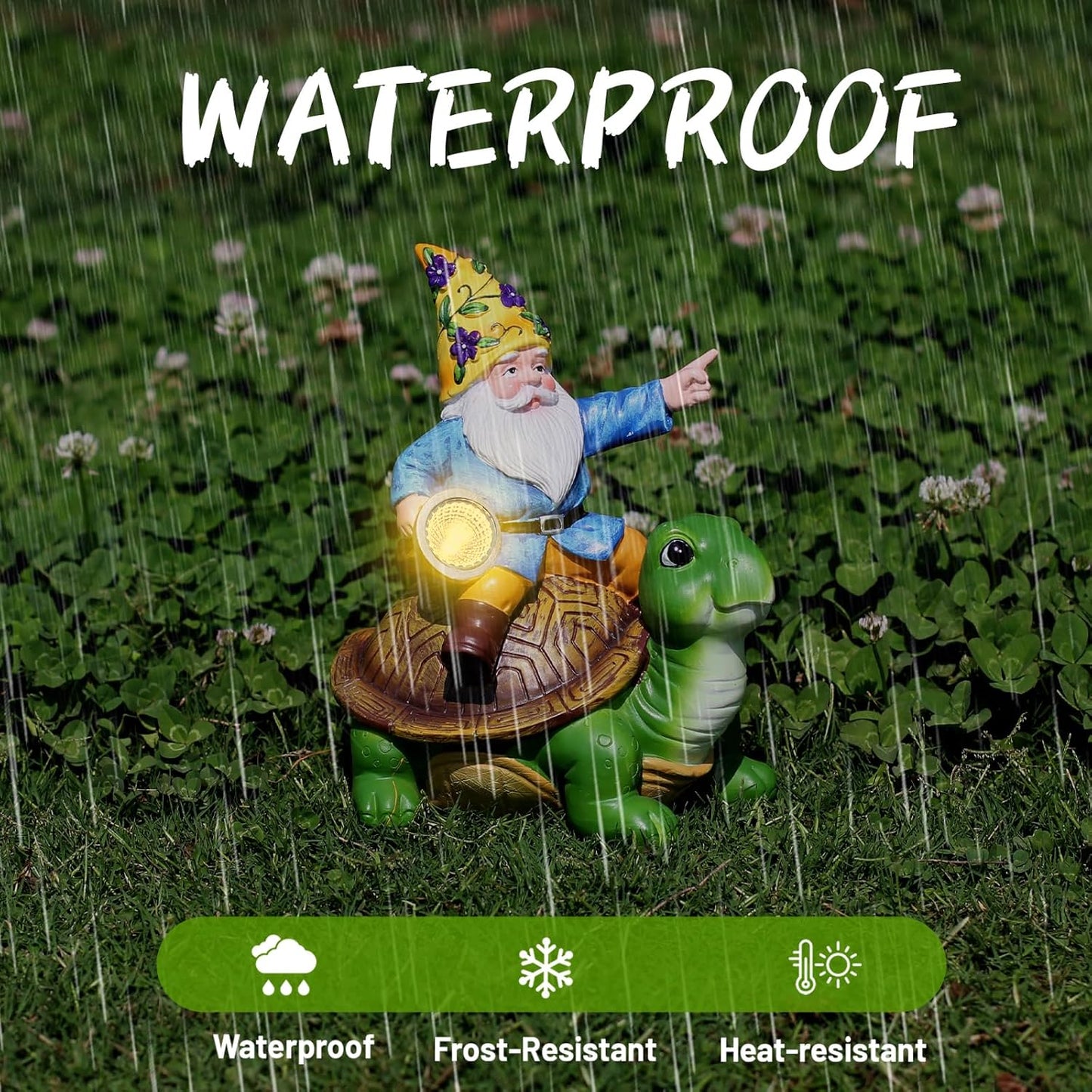 Solar Garden Gnomes Outdoor Garden Decor with Solar LED Light, Yard Graden Gnomes Decorations for Patio Lawn, Gifts for Mom, Gnomes Gifts for Women (Turtle)