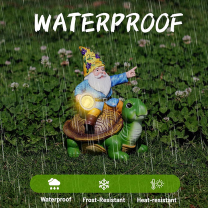 Solar Garden Gnomes Outdoor Garden Decor with Solar LED Light, Yard Graden Gnomes Decorations for Patio Lawn, Gifts for Mom, Gnomes Gifts for Women (Turtle)