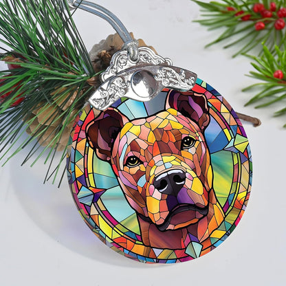 Dog Ornament, American Staffordshire Terrier Hanging Ornament - Glass, Christmas, Thanksgiving, Birthday Decorations and Gifts