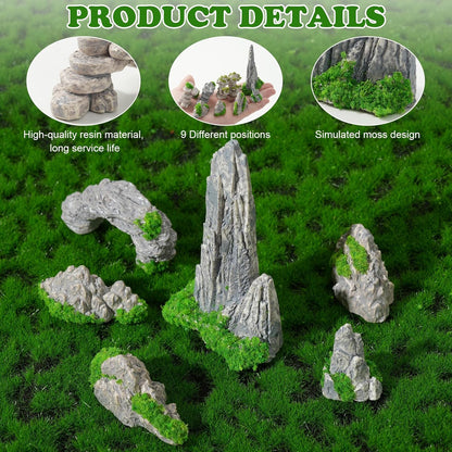 27 Pcs 9 Styles Zen Garden Accessories, Miniature Rockery Decoration Mini Garden Accessories for Micro Landscape Decoration Bonsai Ornament Plant Pot
