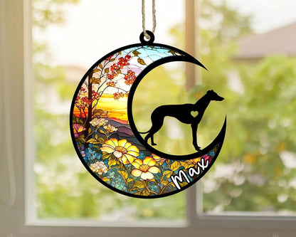 Personalized Dog Memorial, Custom Name Greyhound Dog Christmas Ornament with Name, Custom Breeds, Pet Loss Light Catcher, Gifts for Lovers Loss of Pet Sympathy on Mothers Day Christmas
