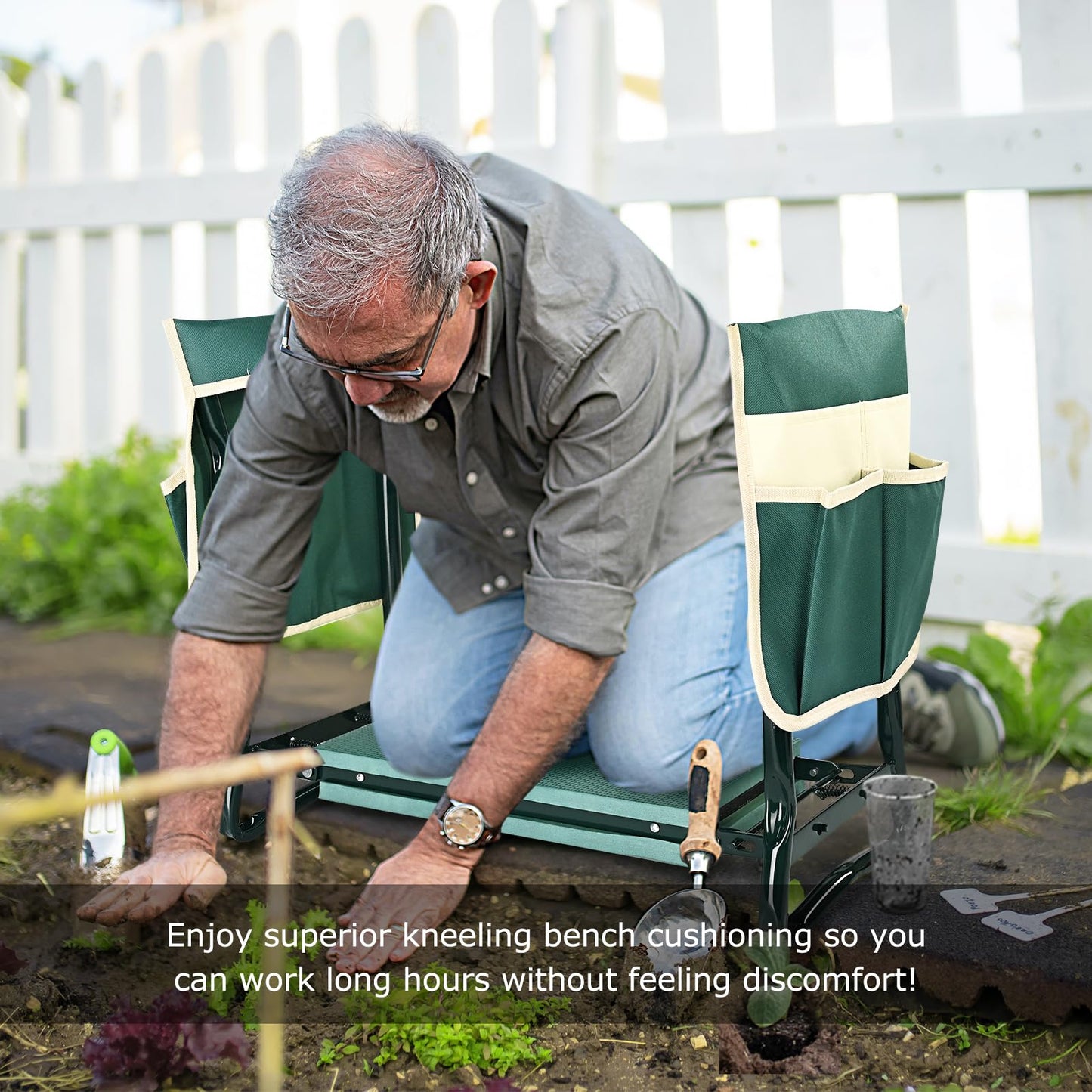 KVR Upgraded Garden Kneeler and Seat with Thicken & Widen Soft Kneeling Pad,Heavy Duty Foldable