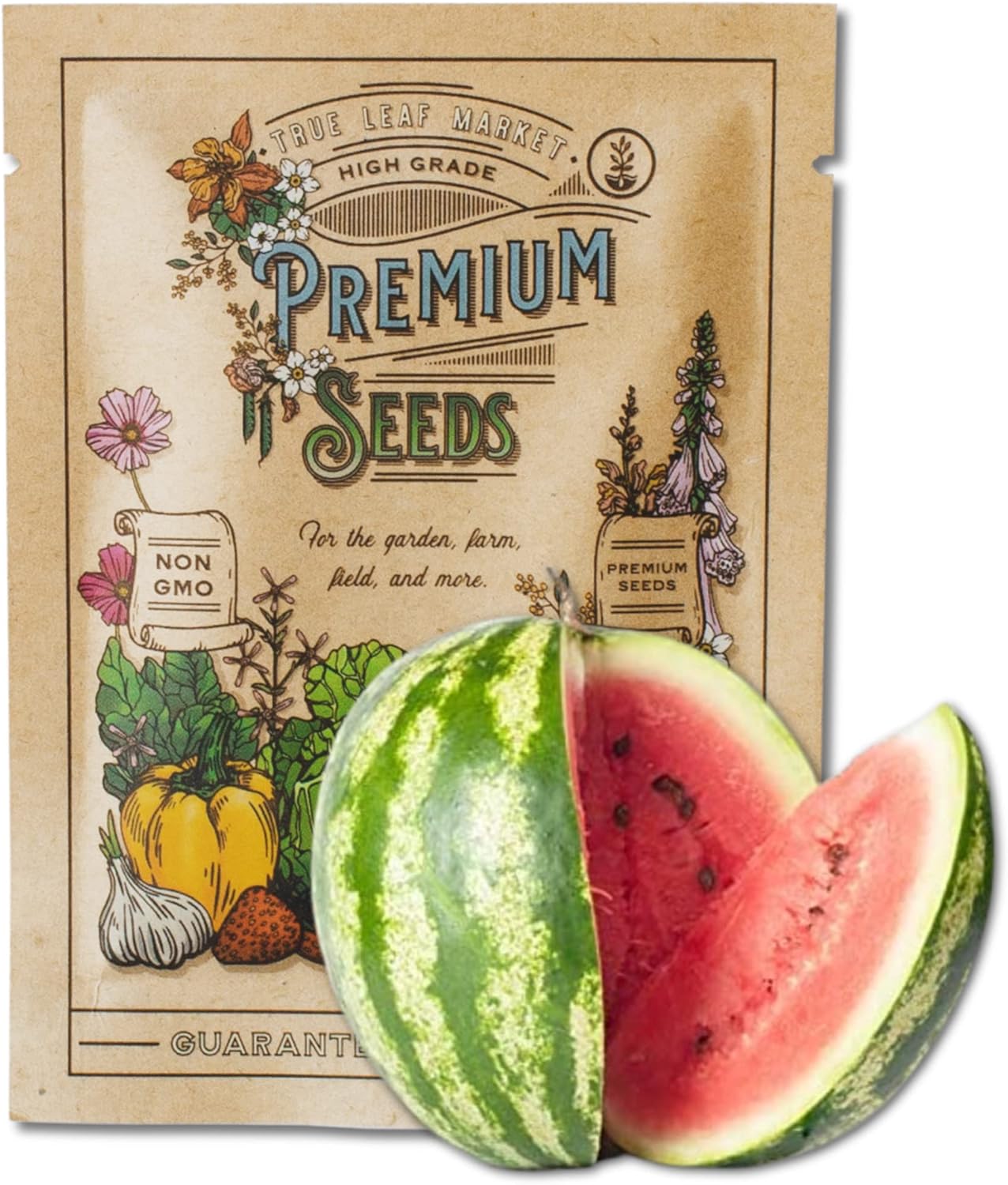 Watermelon Seeds, Crimson Sweet Variety | 60+ Non-GMO, Heirloom Watermelon Seeds | Premium Home Gardening Melons