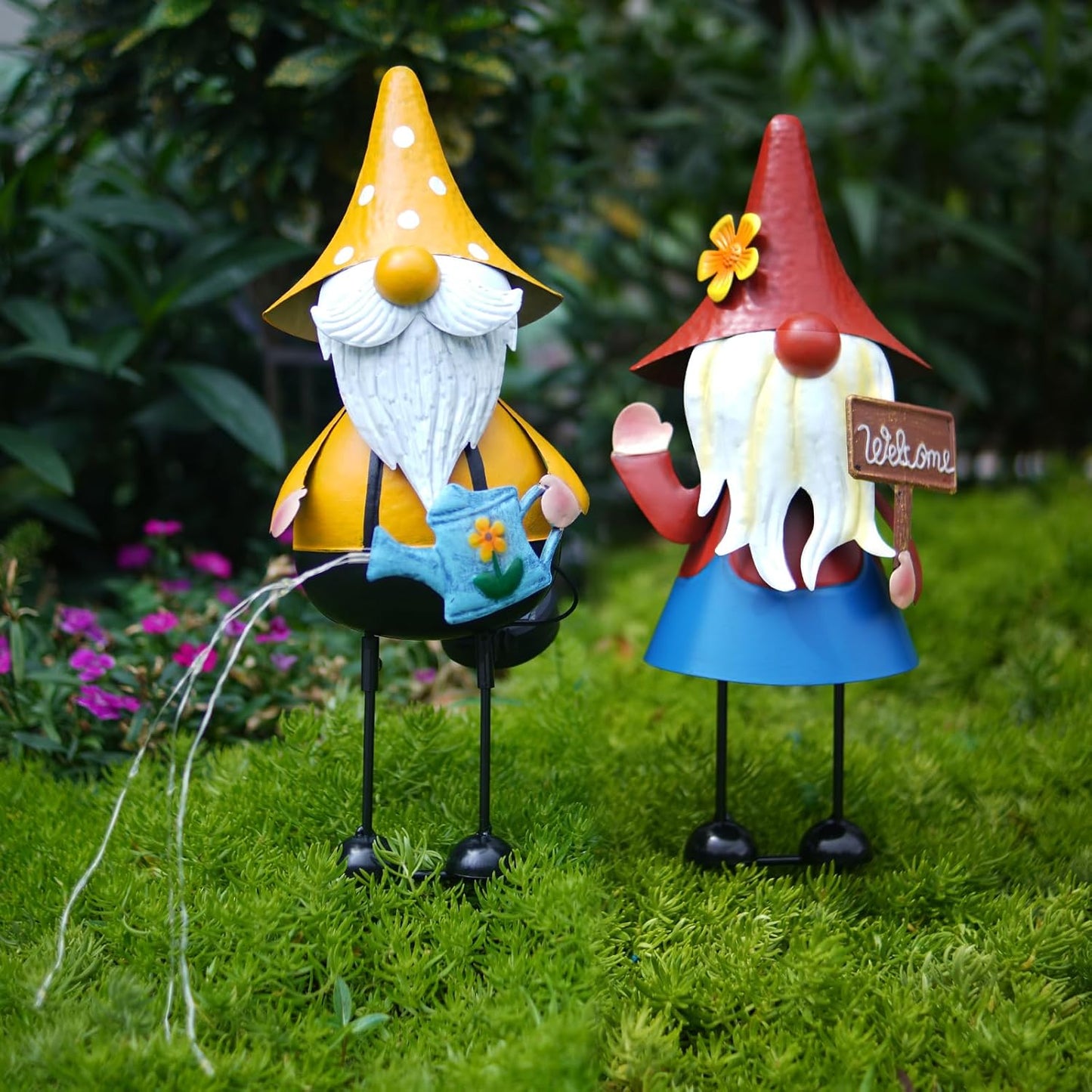 HONGLAND Solar Garden Gnomes Outdoor Statue -18 Inch Gnomes Decorations for Yard with Firework Solar Lights -3D Outdoor Figurines for Patio Yard Lawn Porch